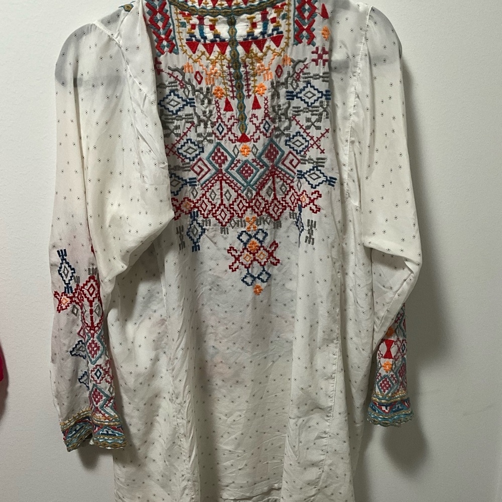 Johnny Was Multicolor Embroidered Blouse